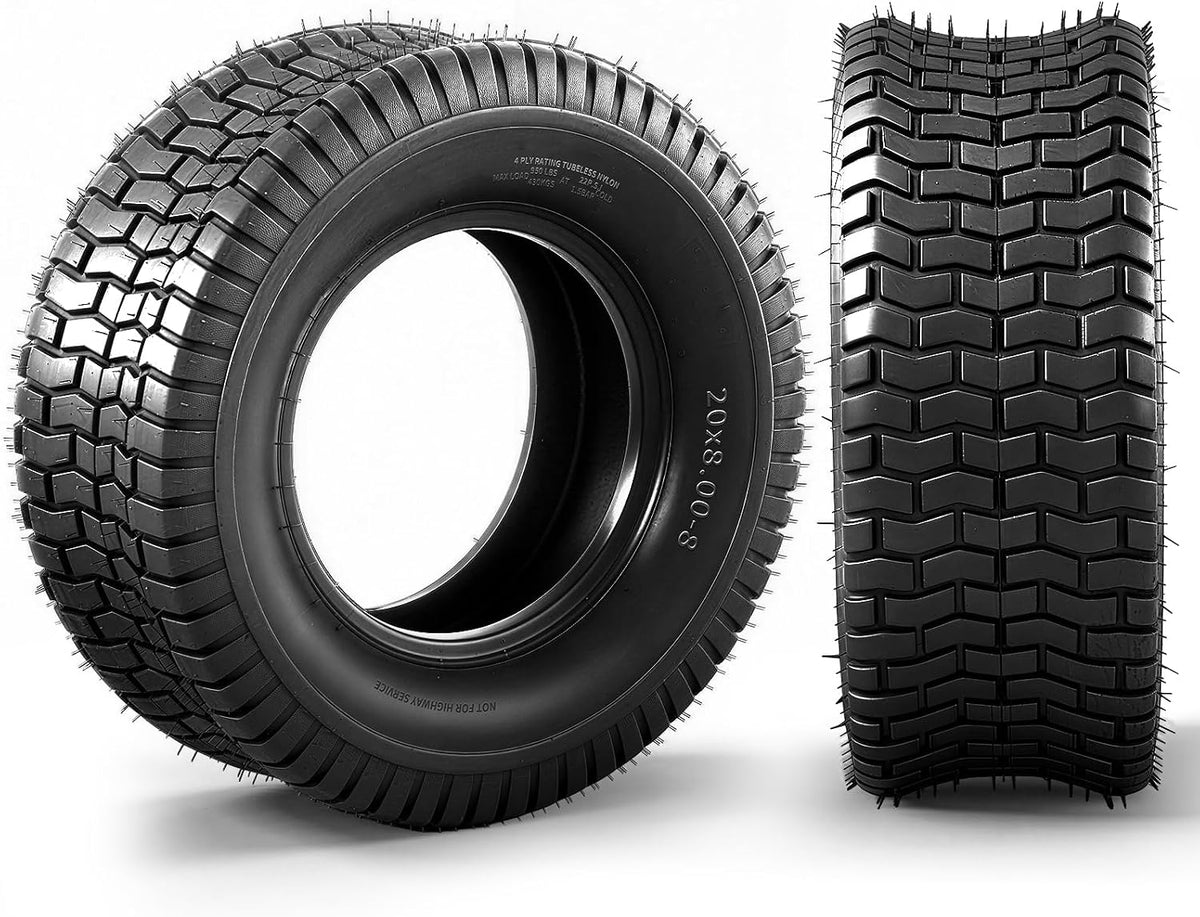 20x8.00-8 Lawn Mower Tire, 4 Ply,Tubeless, 2 Pack