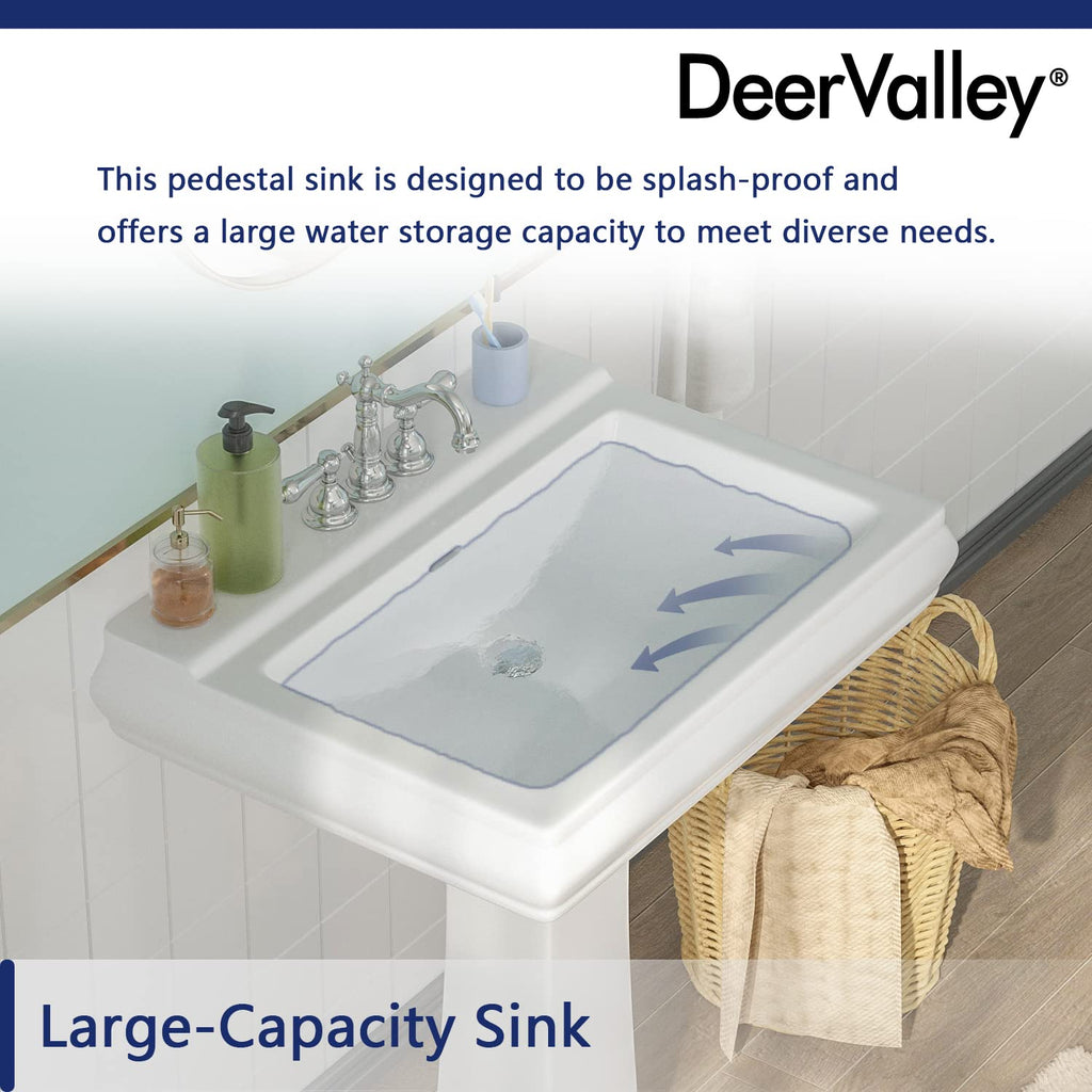 DeerValley Compact Bathroom Sink White 20"x17" Ceramic Sleek Basin DV-1P523