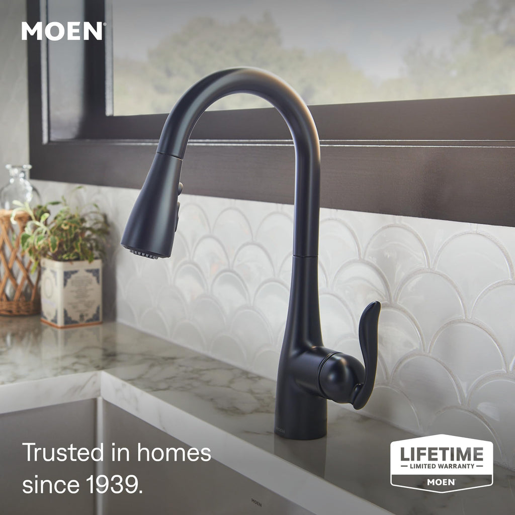 Moen Arbor Spot Resist Stainless One-Handle Pulldown Kitchen Faucet with Sprayer and a Reflex Docking System, Kitchen Sink Faucet Featuring Power Boost for a Faster Clean, 7594SRS