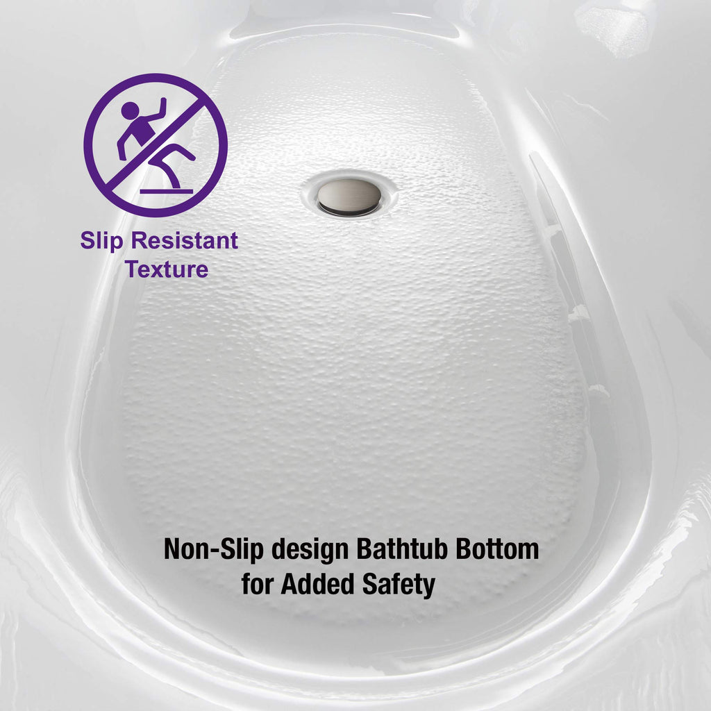 WOODBRIDGE 54"Freestanding White Acylic Soaking Bathtub with Brushed Nickel Drain and Overflow,BTA1507 -B/N-Drain &O