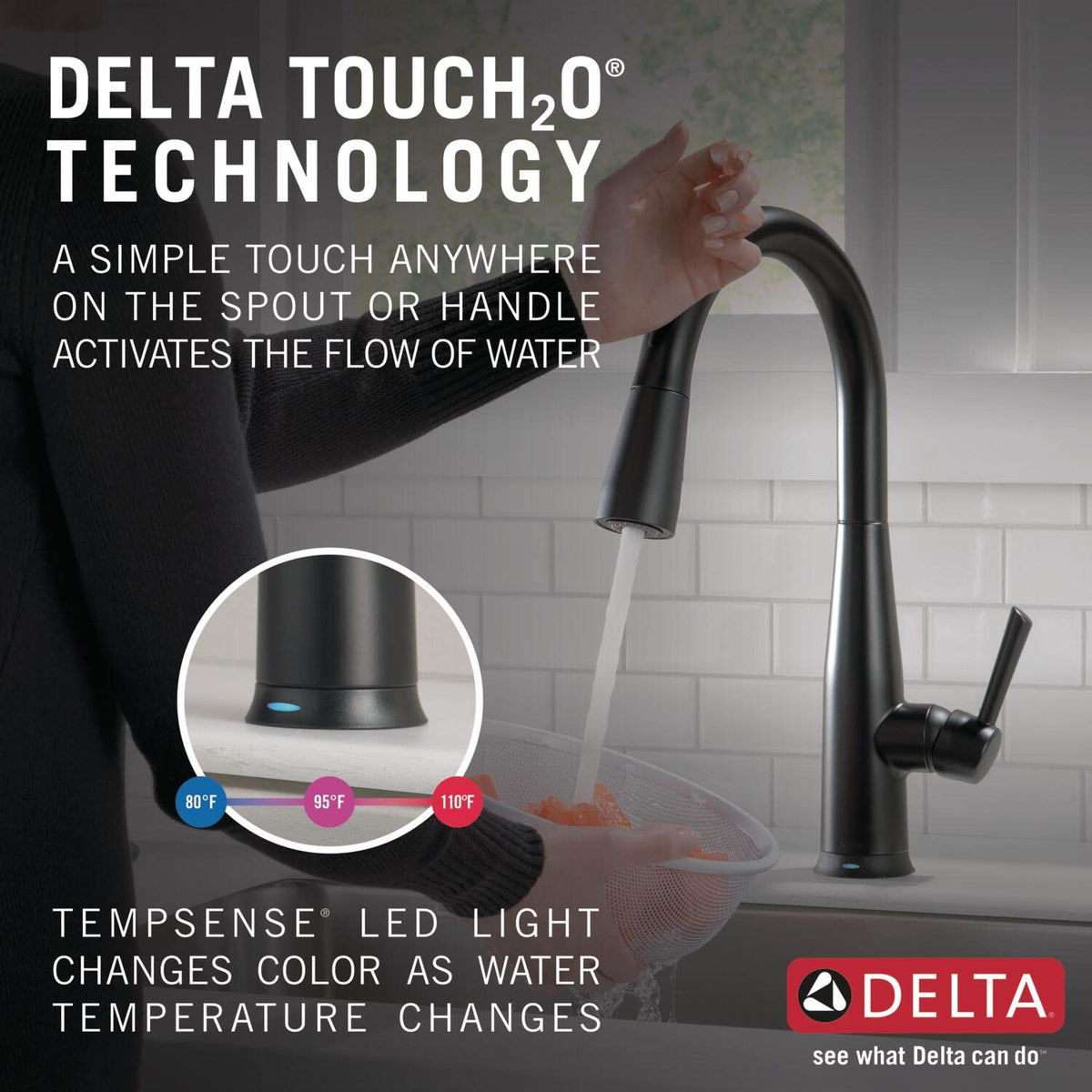 Delta Essa Brushed Nickel Kitchen Faucet with Pull Down Sprayer, Modern Single Hole Kitchen Sink Faucet, Single Handle, Arctic Stainless 9113-AR-DST