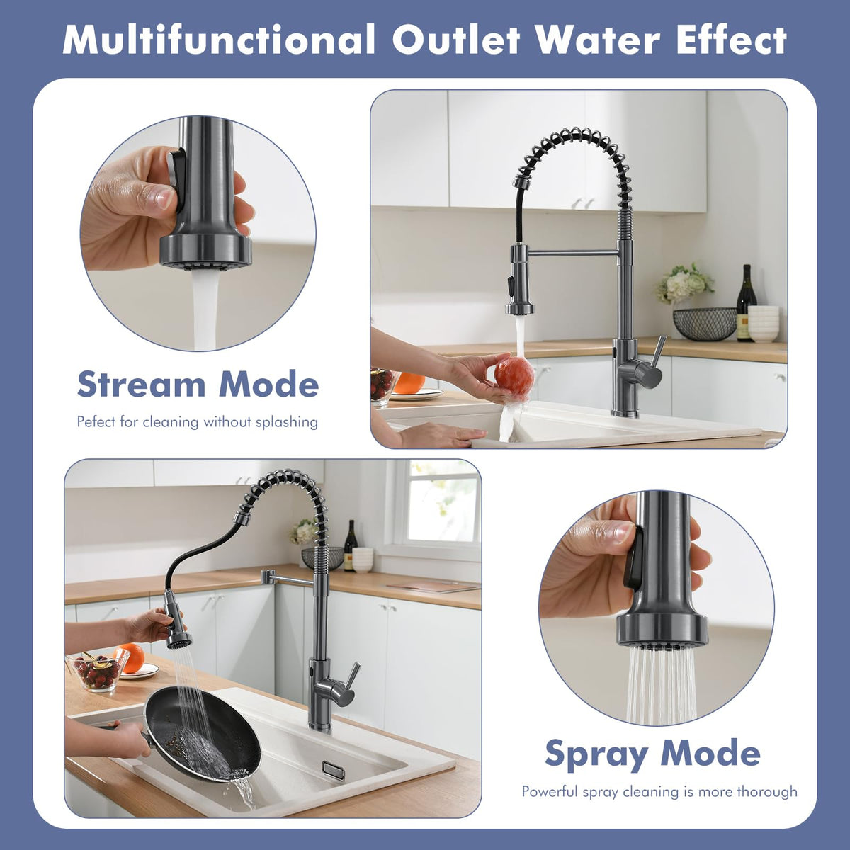 GIMILI Matte Black Touchless Kitchen Faucet with Spring Pull Down Sprayer