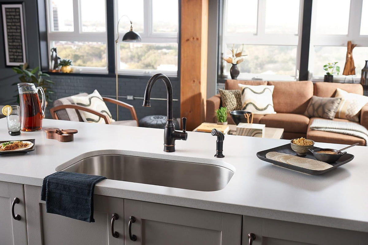 Moen Noell 1-Handle Kitchen Faucet with Side Sprayer, 87506BRB