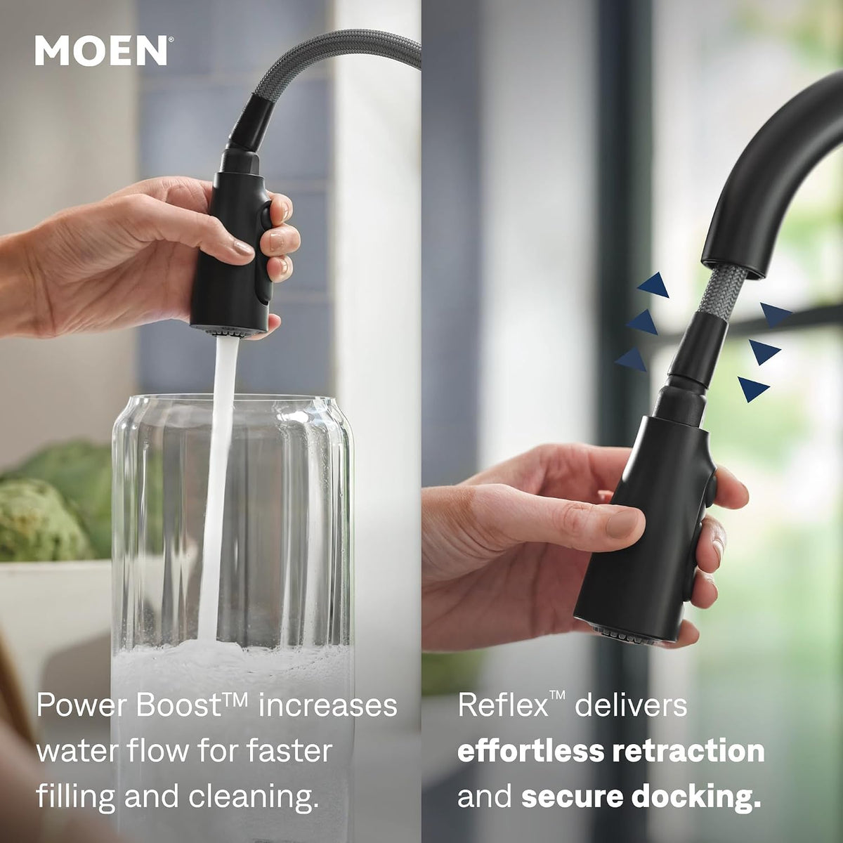 Moen Sleek Oil Rubbed Bronze One-Handle High Arc Kitchen Faucet with Pulldown Sprayer Featuring Power Boost for a Faster Clean, 7864ORB