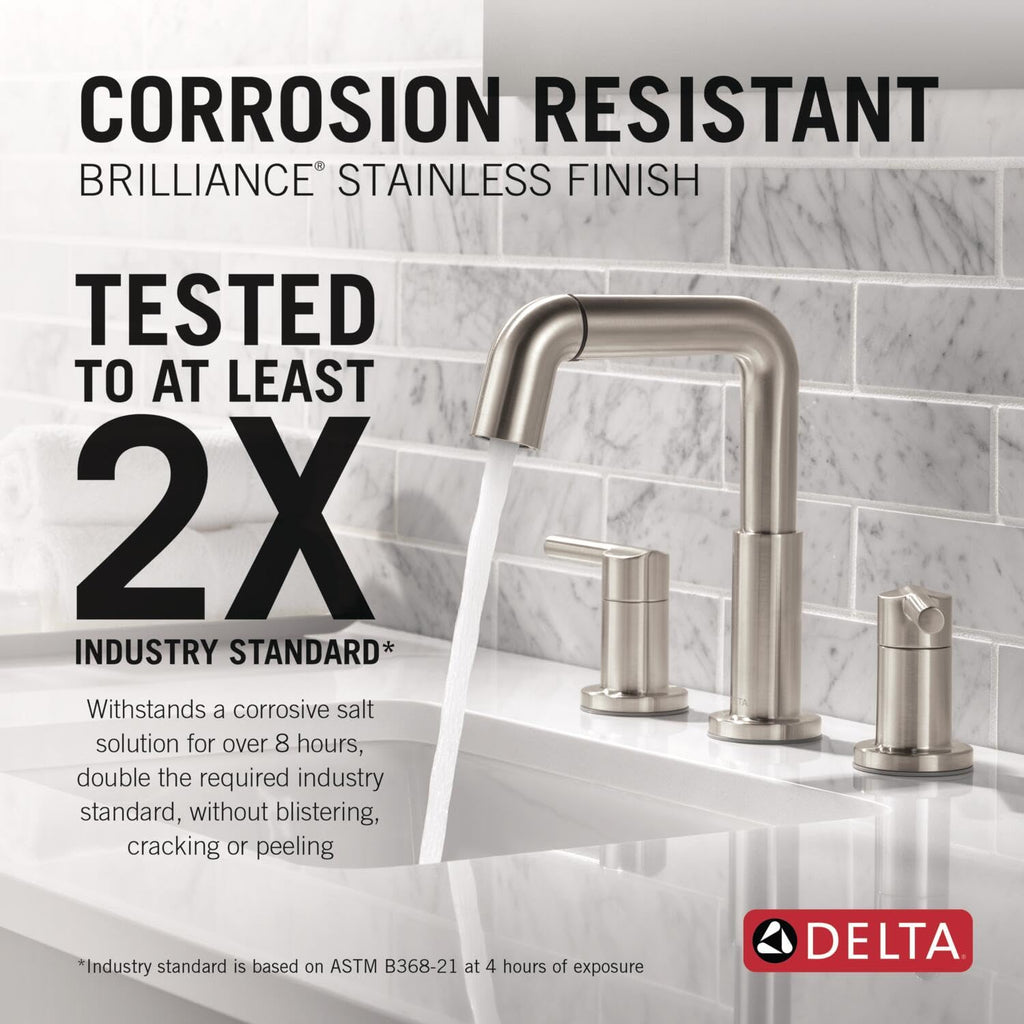 Delta Nicoli Brushed Gold Faucet 3 Hole, 8 Inch Widespread Bathroom Sink Faucet for Vanity, Push-Pop Drain Assembly, Champagne Bronze 35849LF-CZ
