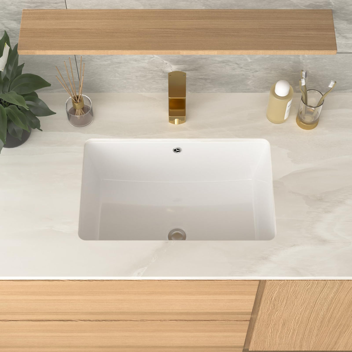 17 Inch Undermount Bathroom Sink Rectangle White
