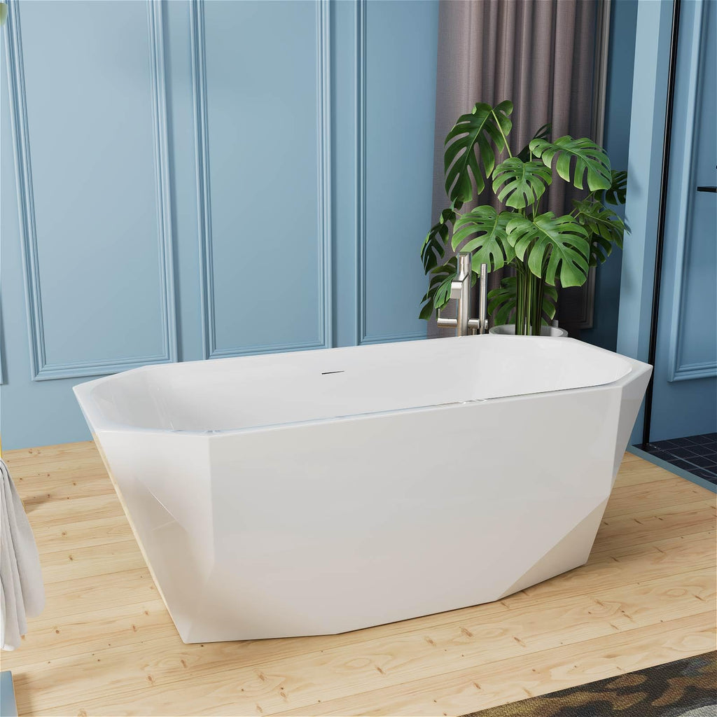 59" Acrylic Freestanding Bathtub,Double Ended,Lozenge Texture,Black