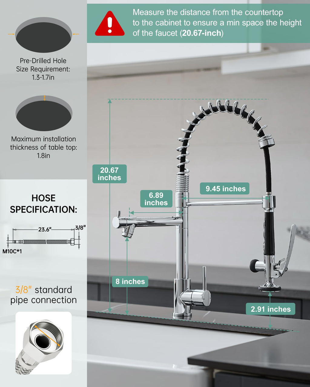 Fapully Black Kitchen Faucet,Commercial Pull Down Kitchen Sink Faucet
