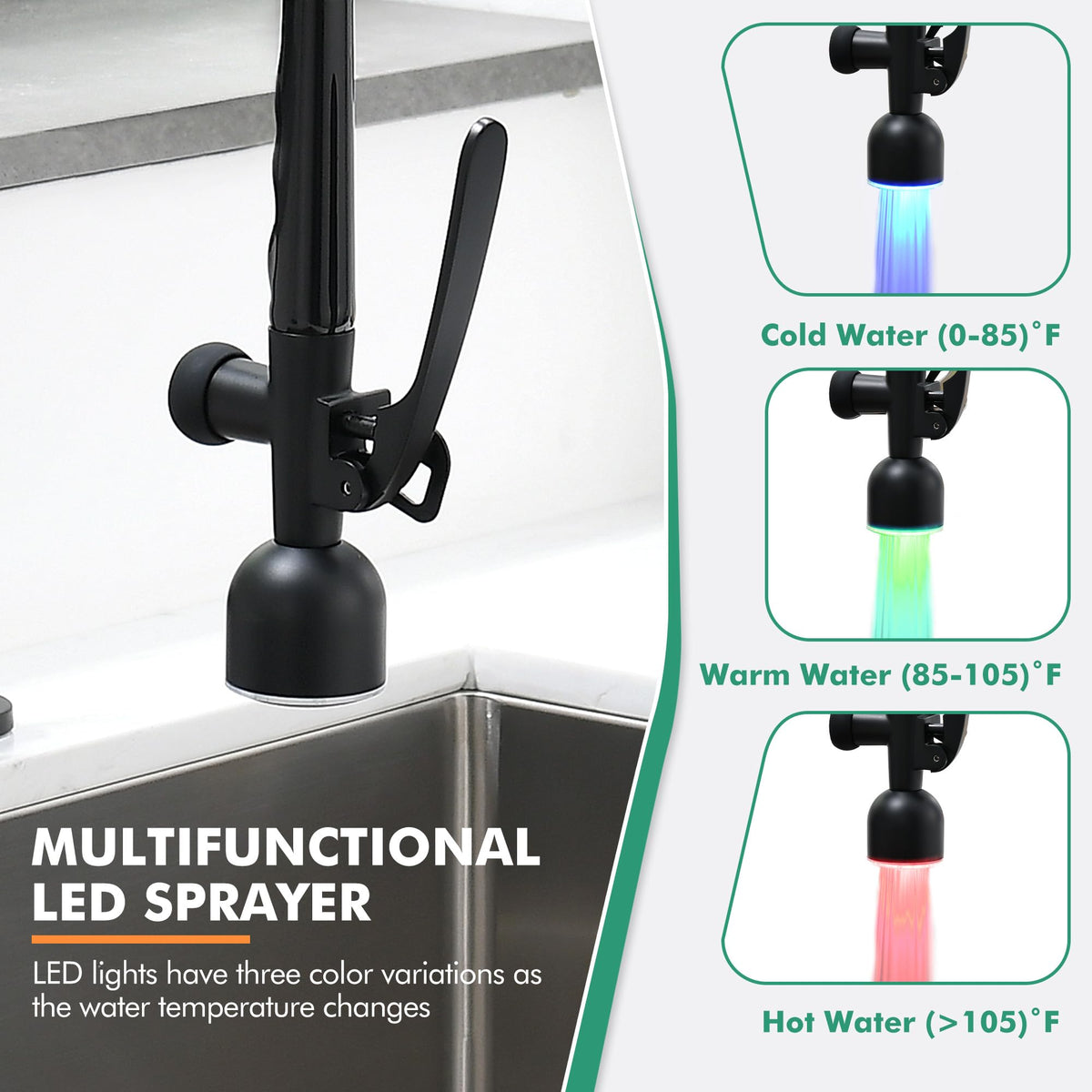 GIMILI Commercial Kitchen Sink Faucet with Pull Down Sprayer Brushed Nickel