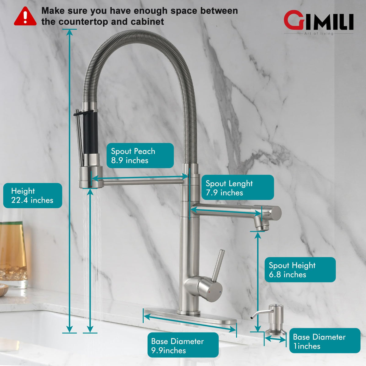 GIMILI Filter Kitchen Faucet Drinking Water Faucet 3 in 1 Brushed Nickel