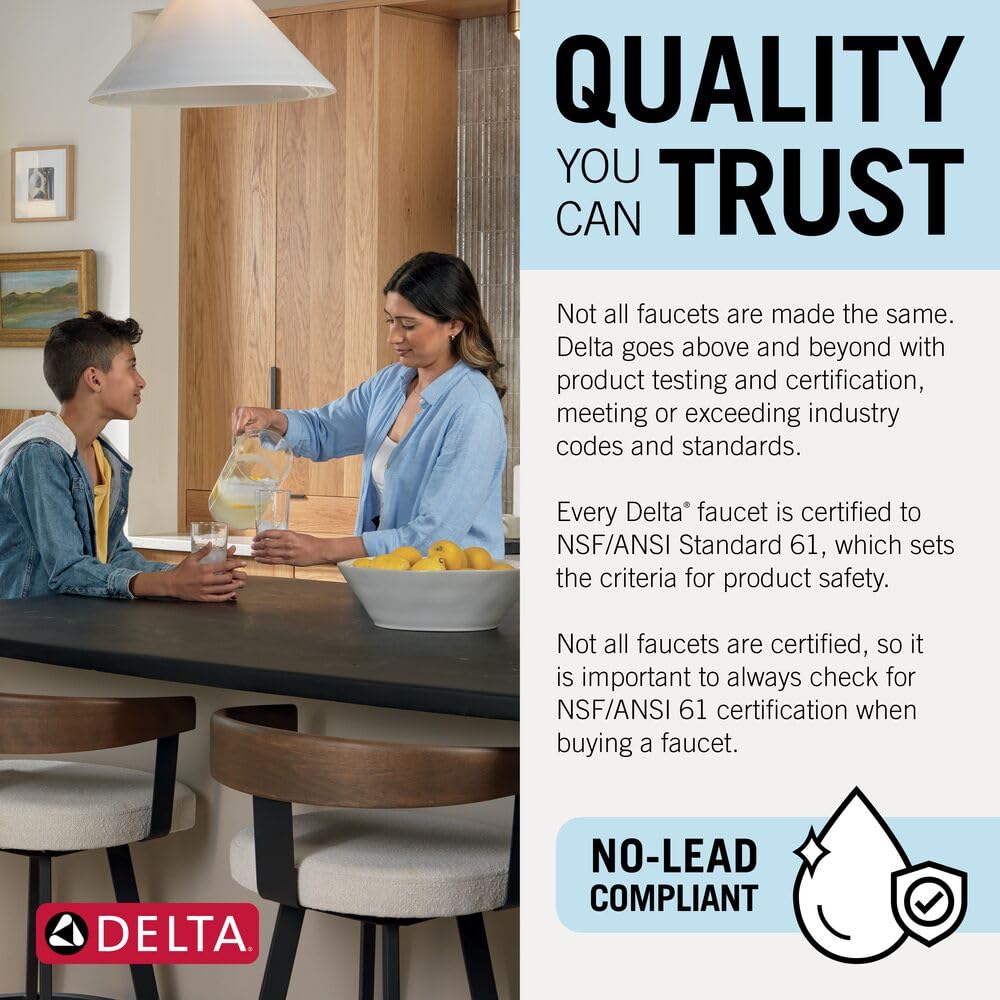 Delta Kate Brushed Nickel Kitchen Faucet with Pull Down Sprayer and Soap Disperser, Modern Two Hole Kitchen Sink Faucet, Single Handle, Stainless 16970-SSSD-DST