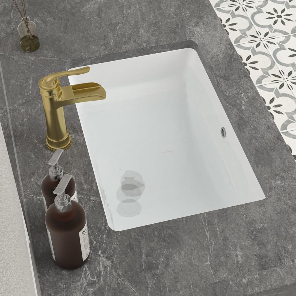 Mocoloo Bathroom Sink Undermount 22"x16" White Rectangle Porcelain Sink with Vertical Sides and Overflow Drain Under Counter Mount Ceramic Lavatory Vanity Sinks for Bathroom Interior Size 19 x 13