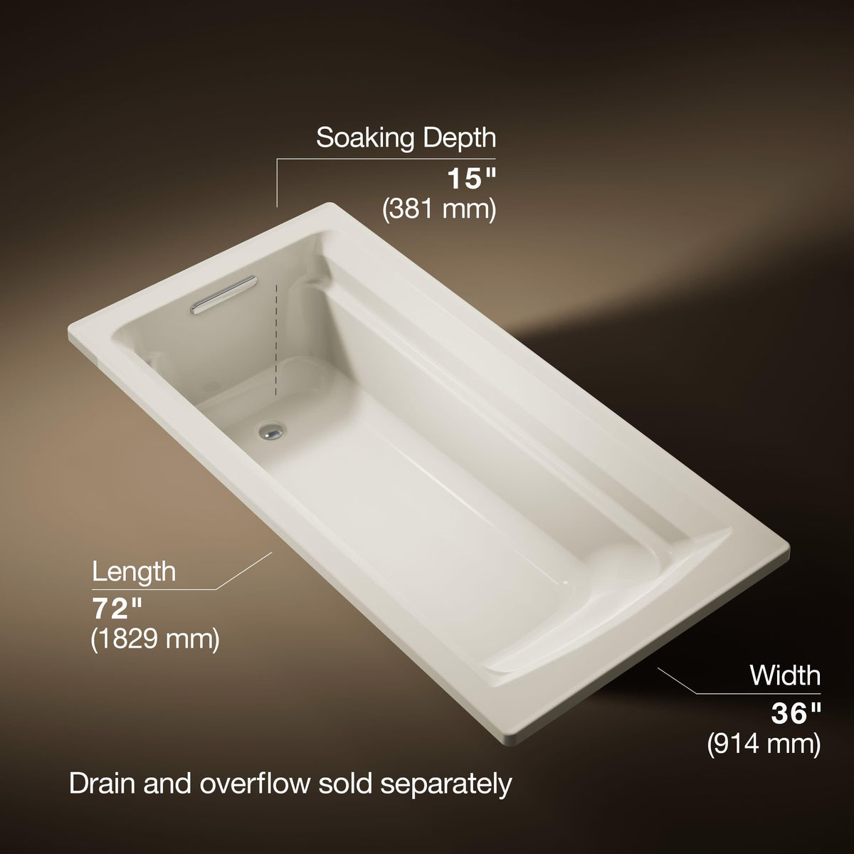 Kohler 1125-0 ArcherÂ® 72" x 36" drop-in bath, White