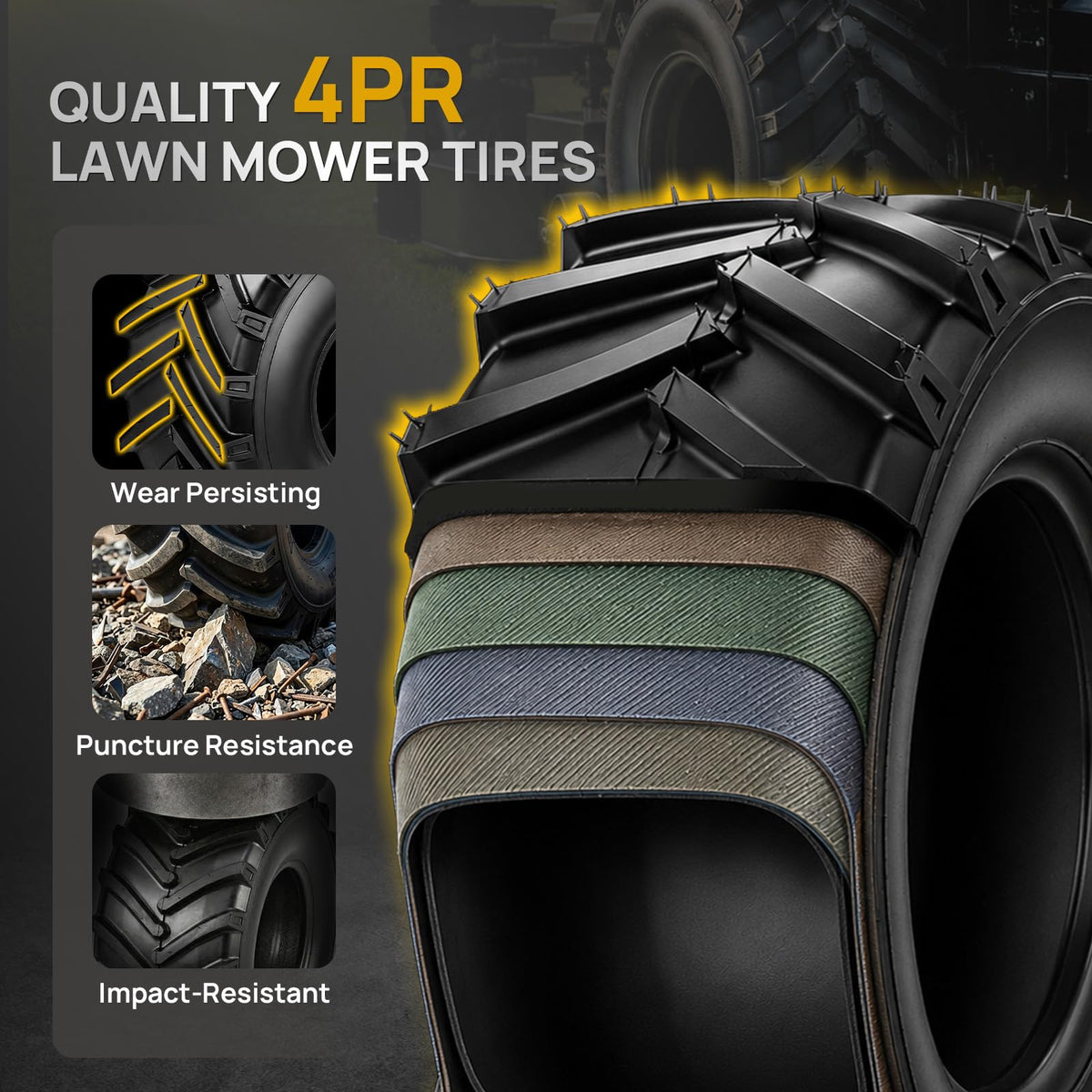 TUFFIOM 20x10.00-8 4PR Lawn Mower Tires Turf Tire Set of 2 for Garden Tractor Riding Lawnmower, Tubeless