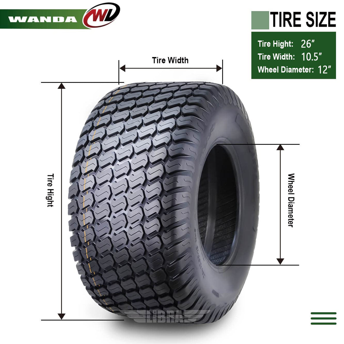 WANDA Set 2 23x10.5-12 Lawn Mower Cart Turf Tires P332 /4 ply - 13049
