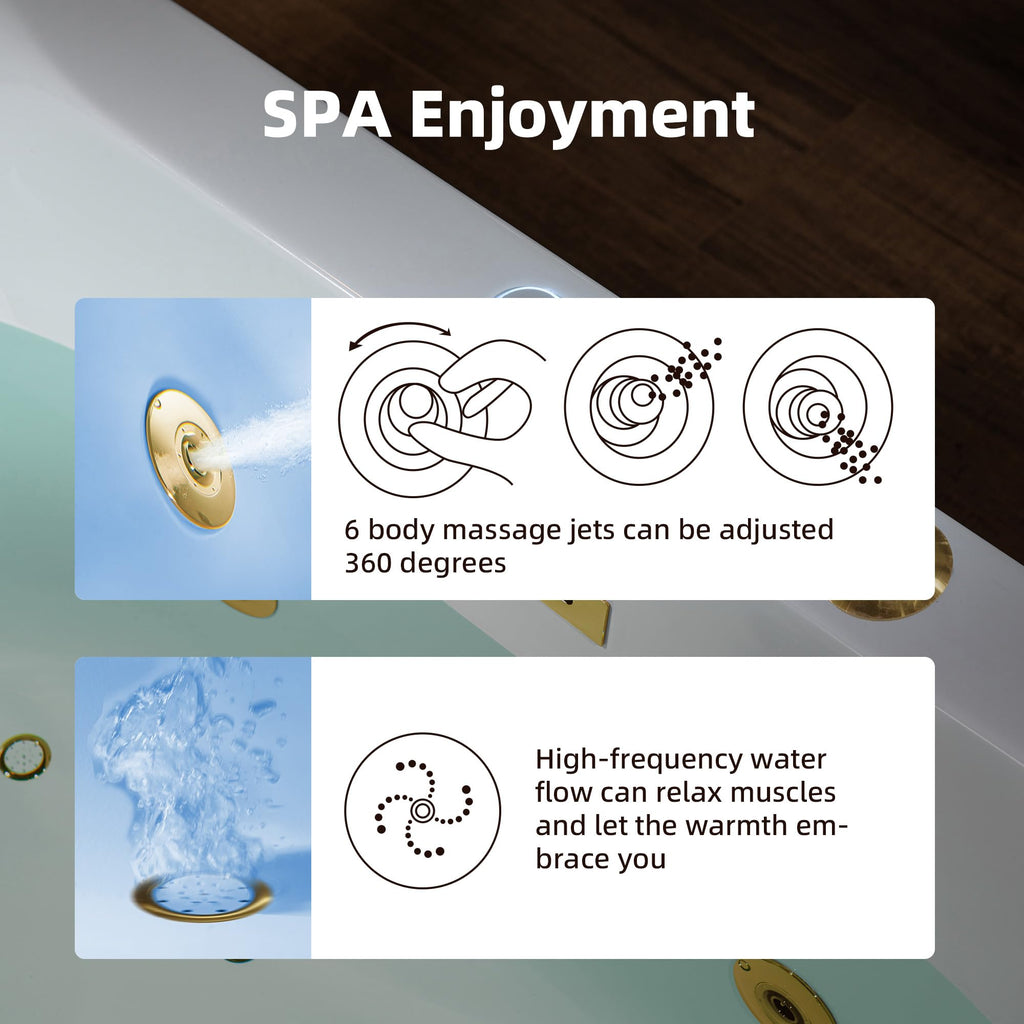 WOODBRIDGE 59" Ã 31-1/2" Compact Whirlpool & Air, Heated Soaking Bathtub