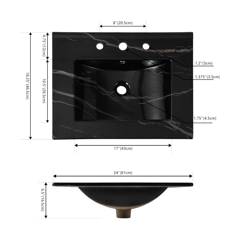JONATHAN Y Ancillary 30" Bathroom 3-Hole Sink Top, White
