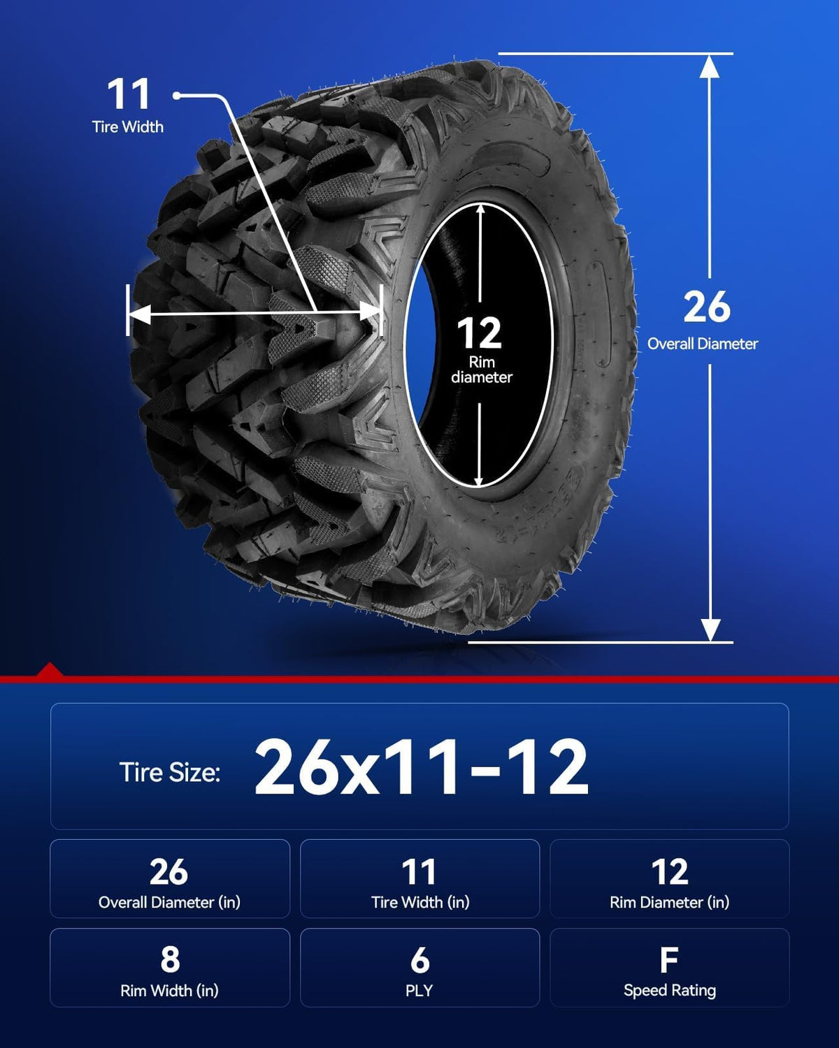 KAX Lawn Mower Golf Cart Turf Tires 23x10.5-12, ATV UTV Tire, 6PR, Set 1