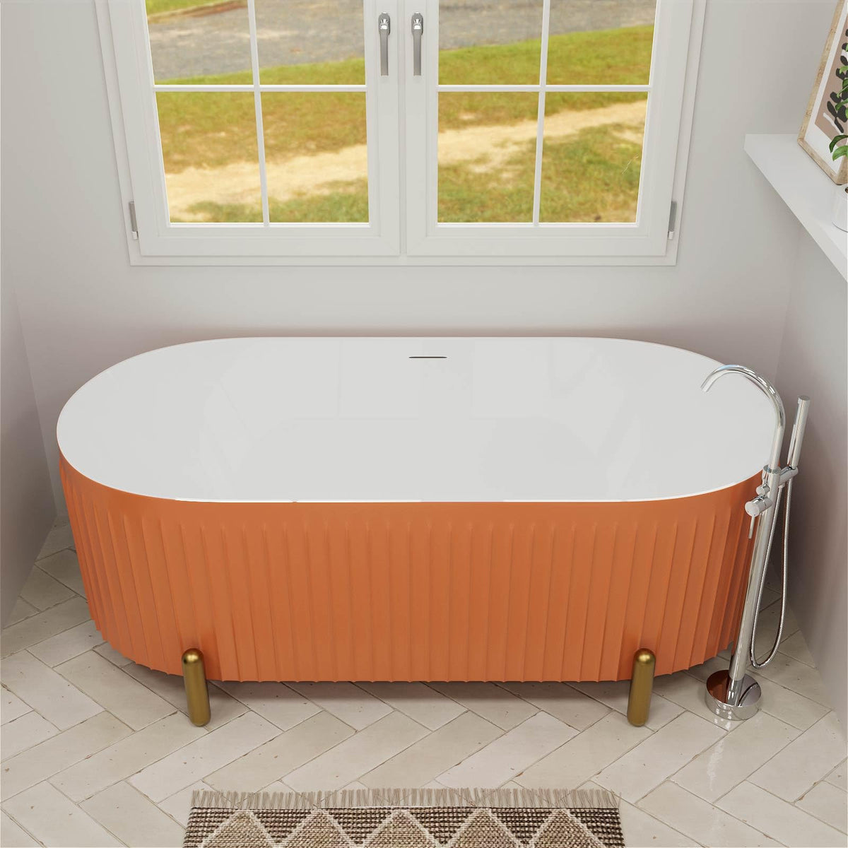 59" Acrylic Freestanding Bathtub,Double Ended,Lozenge Texture,Black