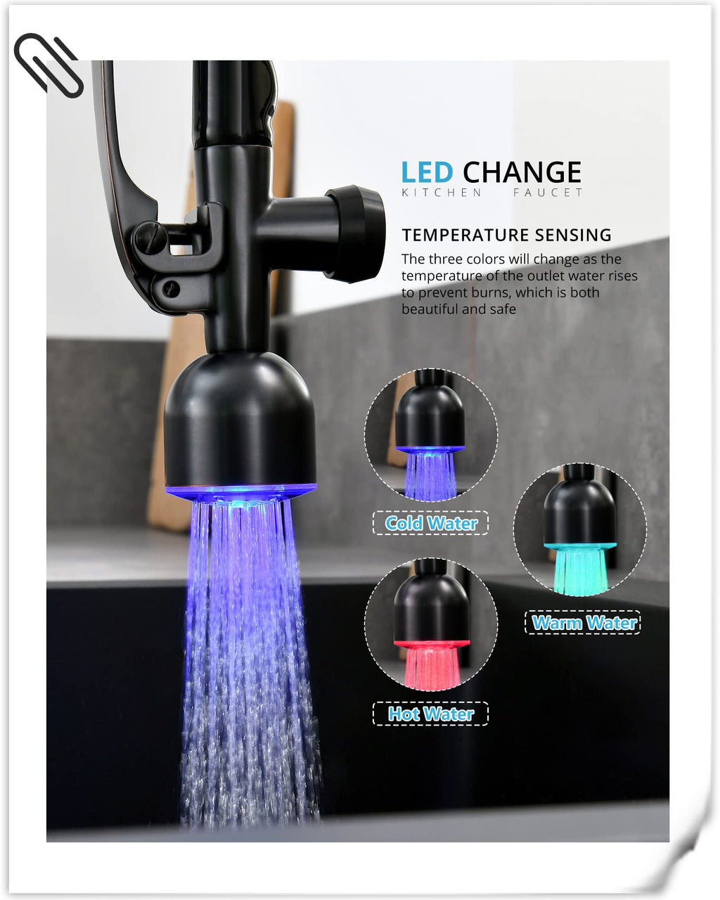 Fapully Black Kitchen Faucet,Commercial Pull Down Kitchen Sink Faucet