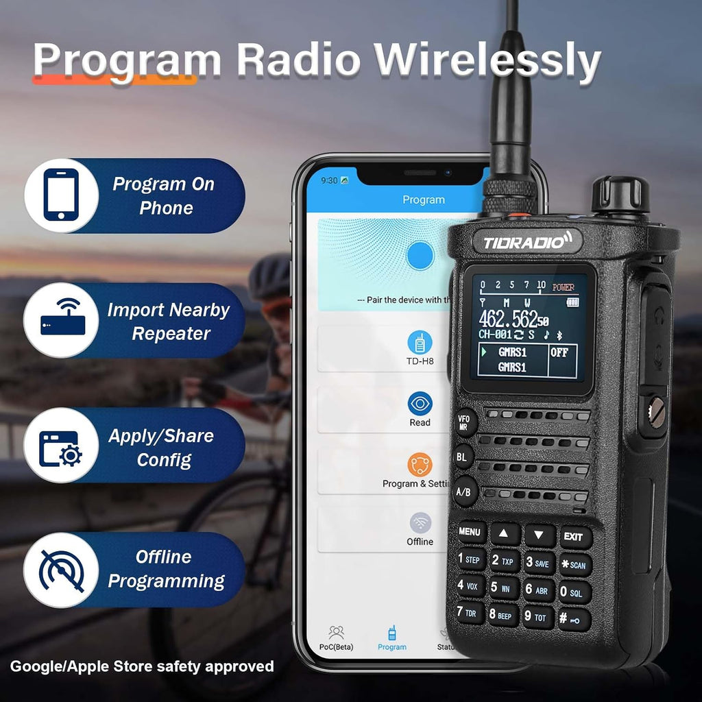(4th Gen) TIDRADIO 10W TD-H8 Ham Radio Handheld,SMS Message Text,Spectrum Analysis,APP/Web Programming,Multi-Band Long Range Walkie Talkies, Firmware Updatable,AI Noise Reduction,AM/NOAA/FM
