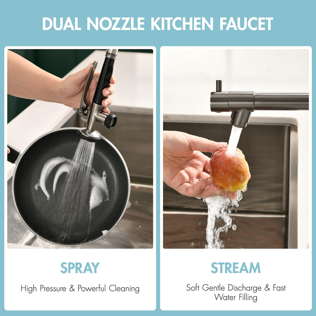 GIMILI Commercial Kitchen Sink Faucet with Pull Down Sprayer Brushed Nickel