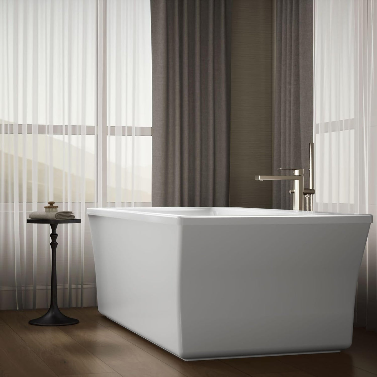 Kohler 6367-0 StargazeÂ® 72" x 36" freestanding bath with fluted shroud, White
