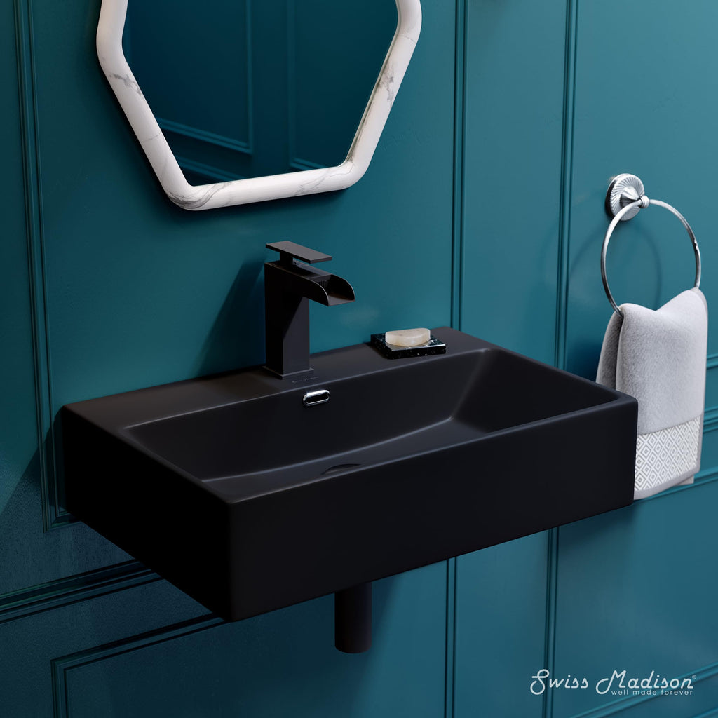 Claire 30" Rectangle Wall Mount Bathroom Sink in Glossy White