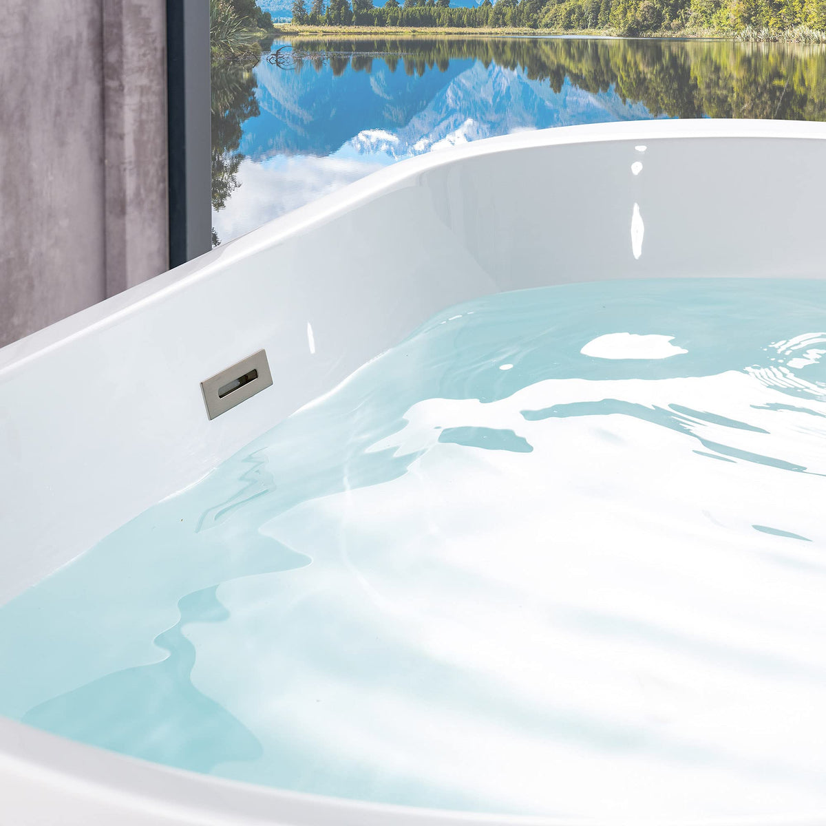 WOODBRIDGE 54" Acrylic Freestanding Bathtub Contemporary Soaking White Tub with Brushed Gold Overflow and Drainï¼BTA1702-BG