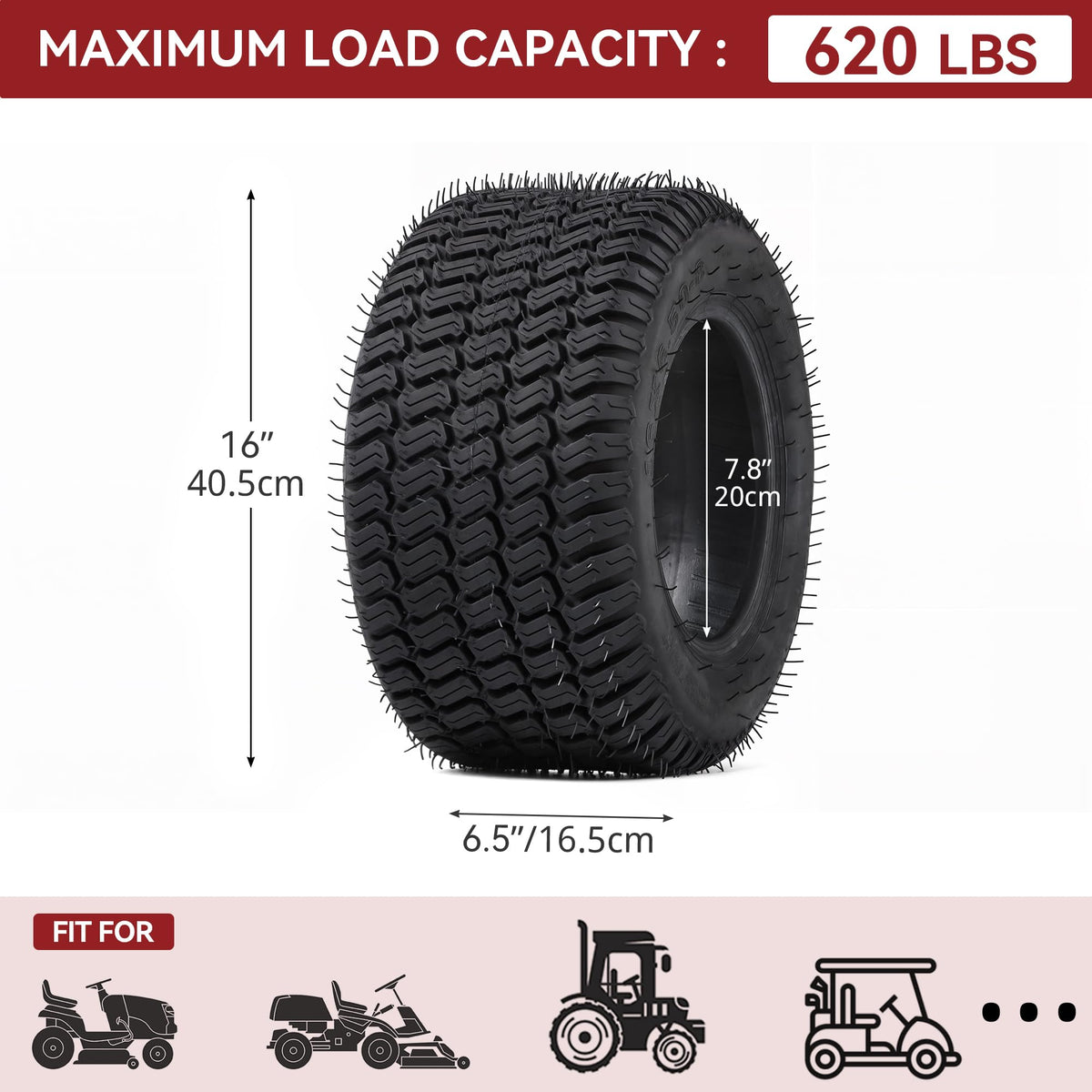 YITAMOTOR 20x10.00-8 Lawn Mower Tires, 4 Ply Tubeless Tractor Turf Tire