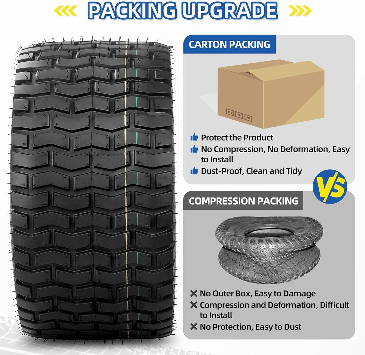 GICOOL 18x9.50-8 Tubeless Lawn Mower Tire for Riding Mower Tractor, 4 Ply