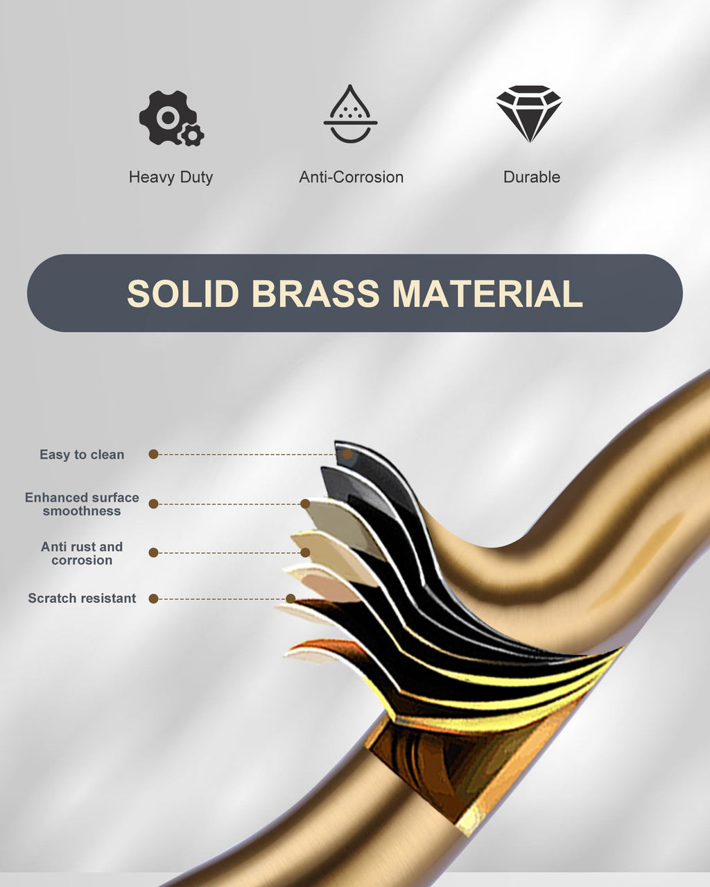 WOWOW Brass Bridge Kitchen Faucet 4 Hole with Side Sprayer, Brushed Gold