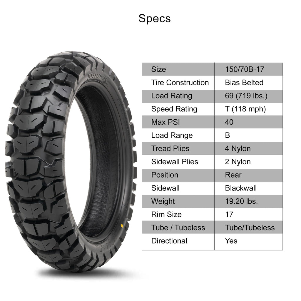 Tusk 2Track Adventure Motorcycle Tire Set ¨C 90/90-21 Front & 130/80-17 Rear ¨C Dual-Sport Off-Road Tires