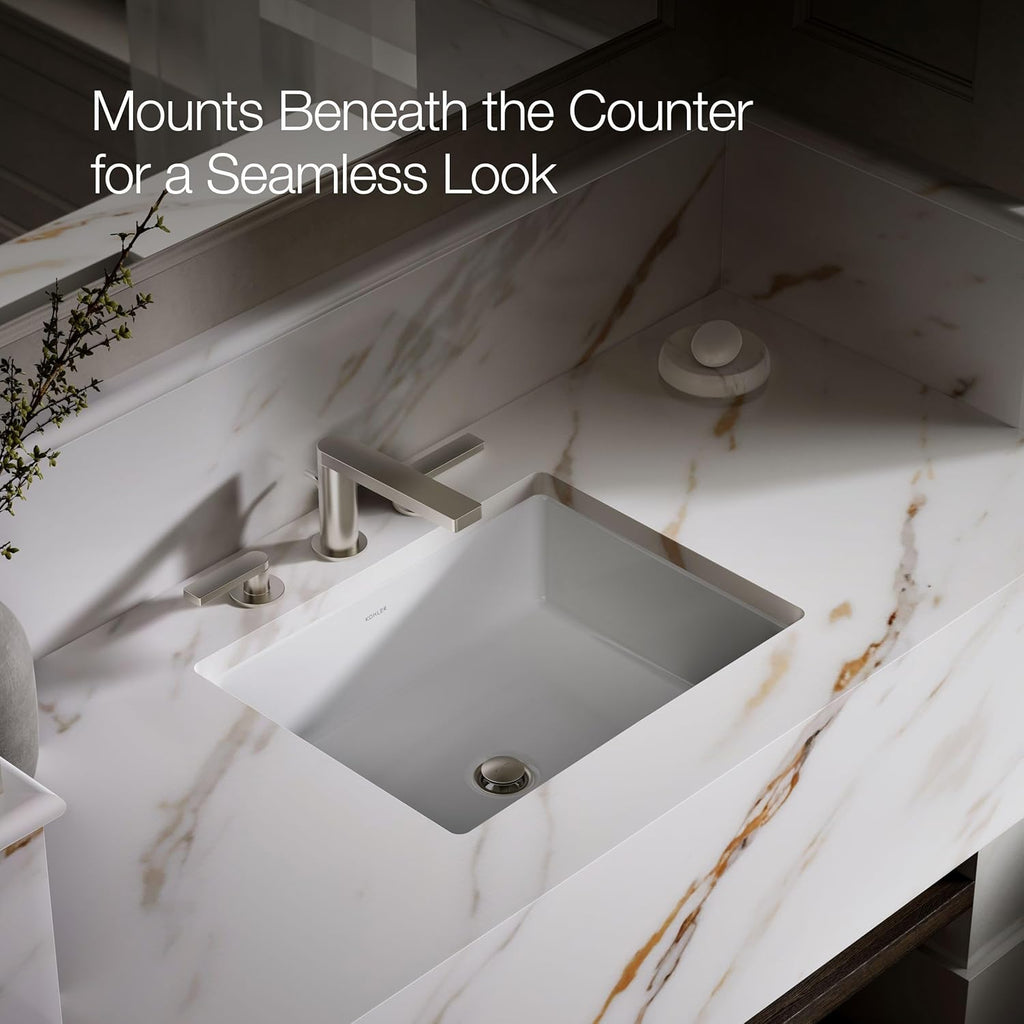 KOHLER 2882-0 Verticyl Rectangular Undermount Bathroom Sink, 19 3/4", White