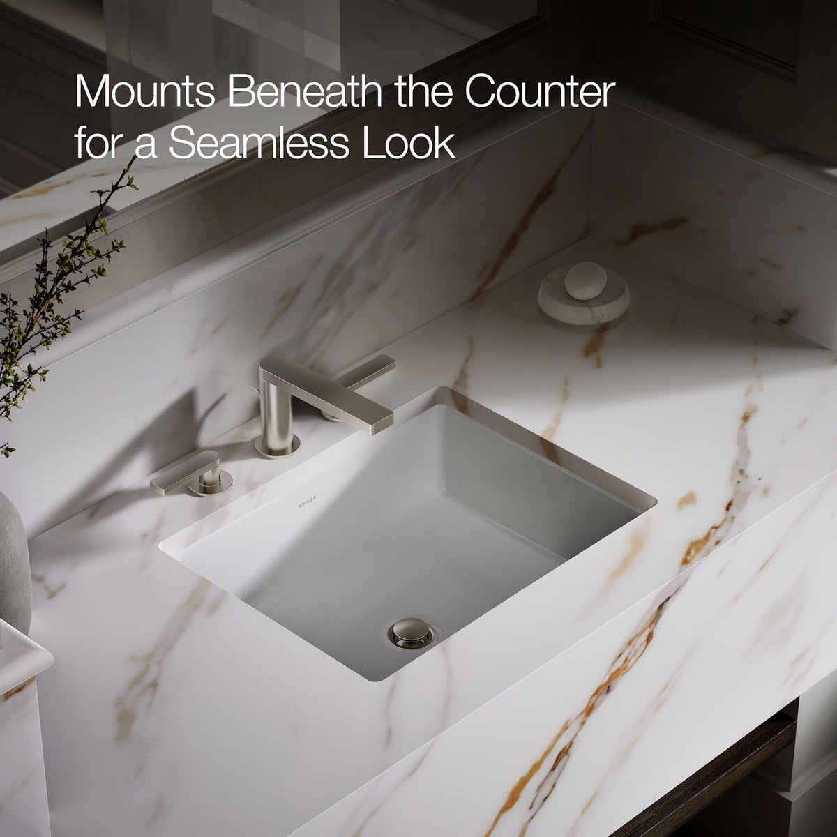 KOHLER 2882-0 Verticyl Rectangular Undermount Bathroom Sink, 19 3/4", White