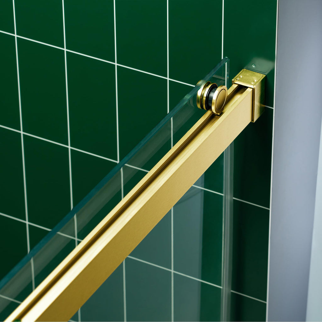 Woodbridge 56-60" W x 62" H Frameless Bathtub Shower Door,Double Sliding Soft-Close Doors,3/8(10mm) Tempered Glass with Explosion Proof Film in Brushed Bronze Finish