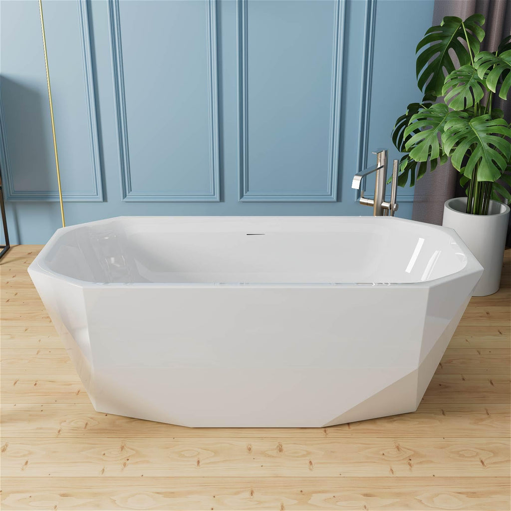 59" Acrylic Freestanding Bathtub,Double Ended,Lozenge Texture,Black