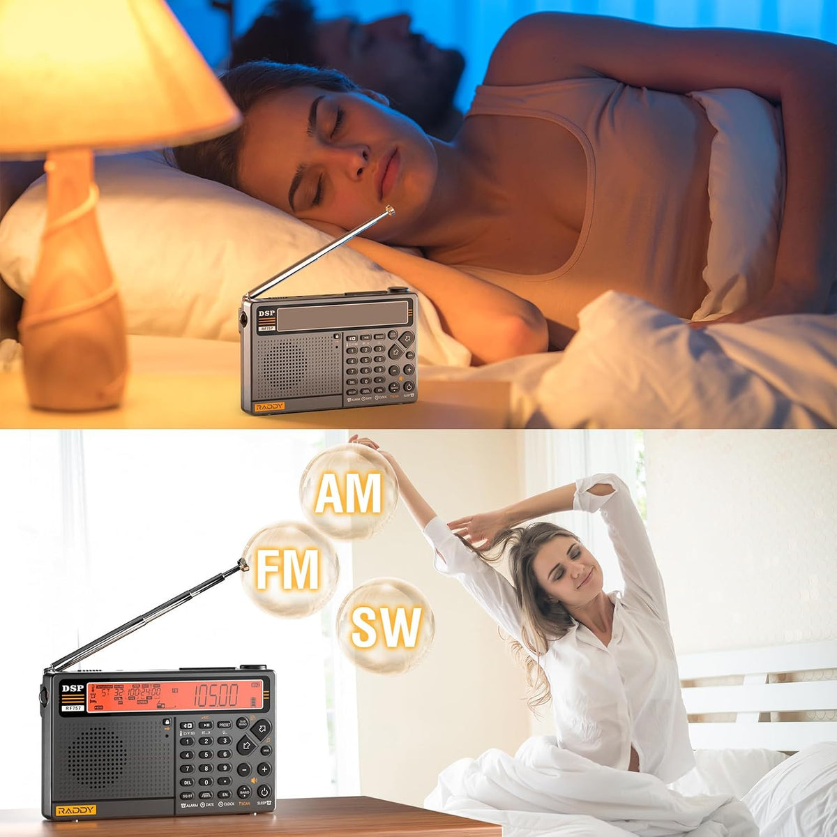 Raddy RF757 App Control Shortwave Radio, Bluetooth Receiver