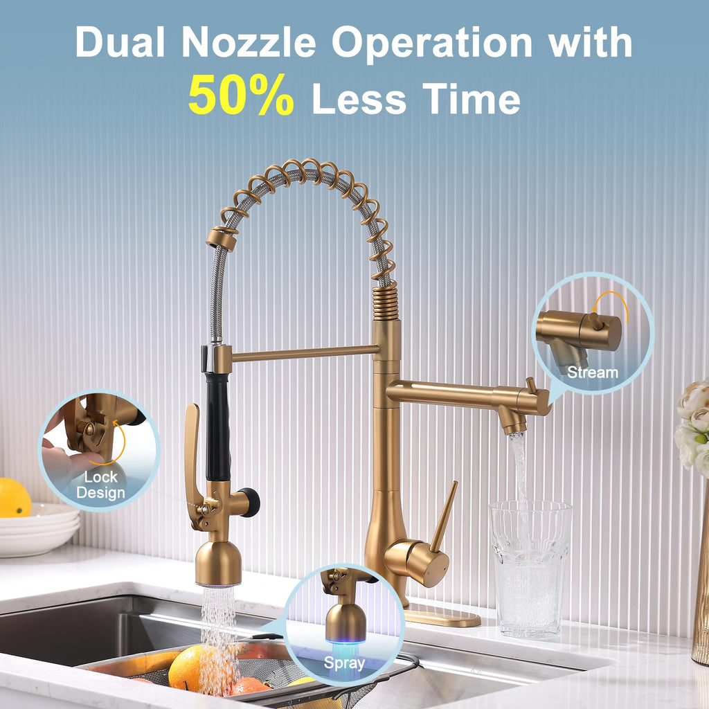 GIMILI Commercial Kitchen Sink Faucet with Pull Down Sprayer Brushed Nickel