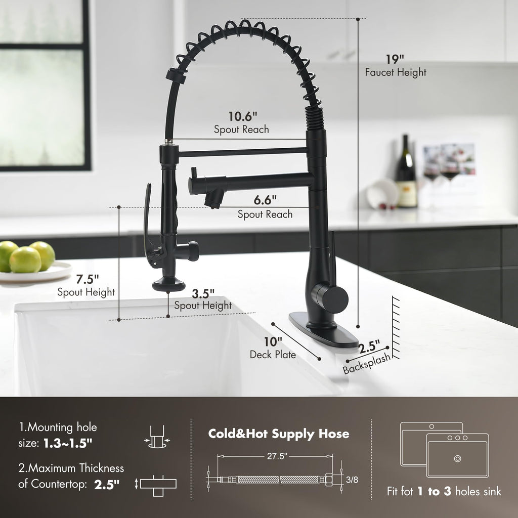 GIMILI Commercial Kitchen Sink Faucet with Pull Down Sprayer Brushed Nickel