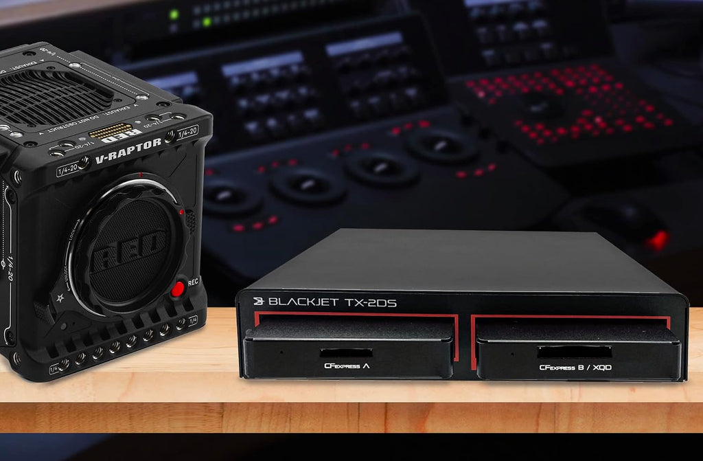 Blackjet TX-2DS Thunderbolt 3 Cinema Dock System â 2-Bay Modular Media & NVMe Workflow Dock for Pro Video Editing, DIT, and Studio Production â Thunderbolt 4 / USB4 Compatible â Apple Mac & Windows