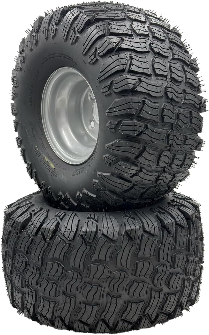 Set of 2 - Silver 20x10.00-8 Reaper Turf Wheel Assembly