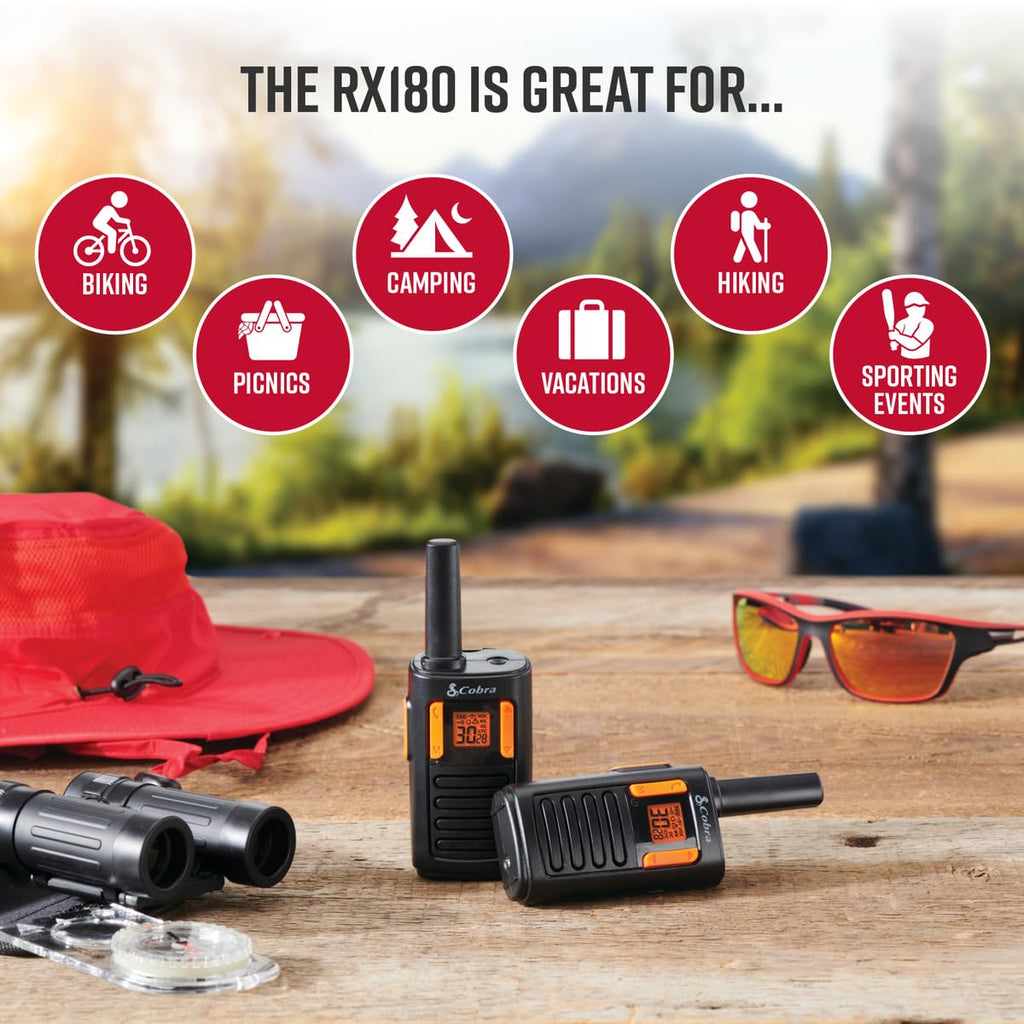 Cobra RX680 Walkie Talkies (2-Pack), IP54 Water Resistant Design