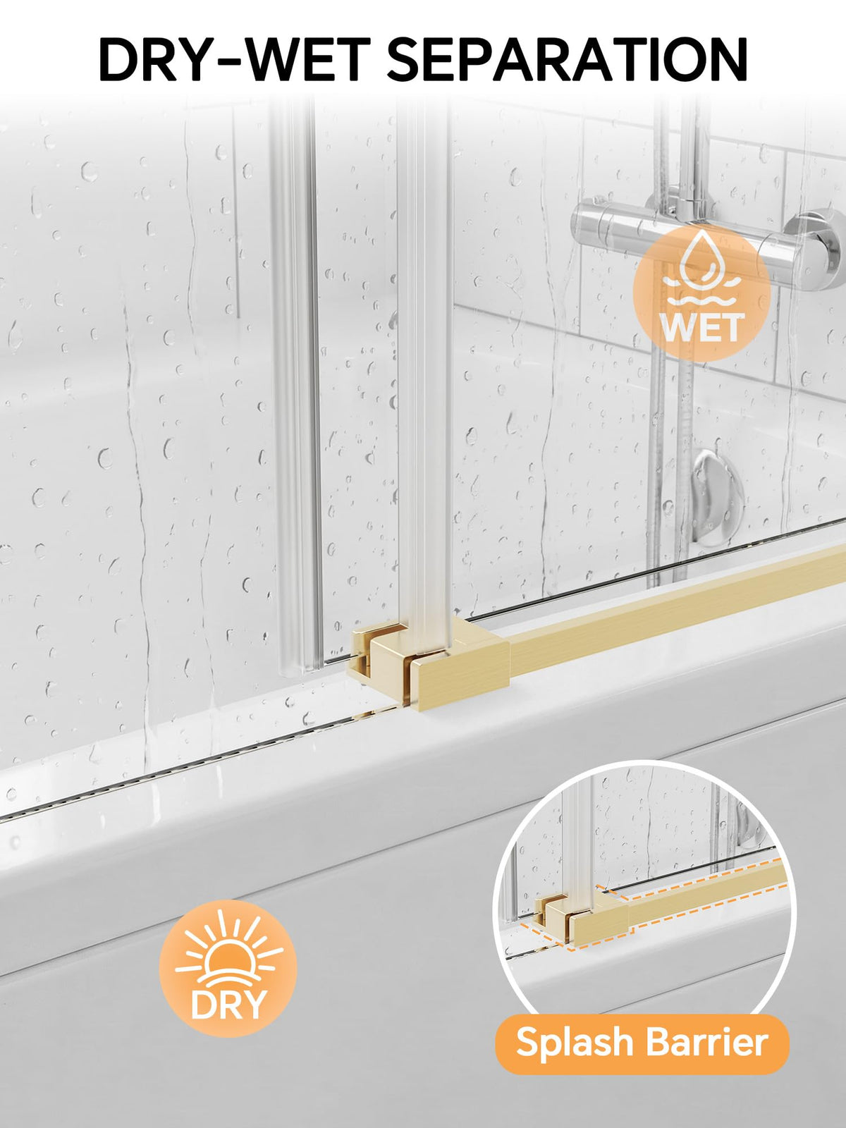 Frameless Bathtub Shower Door 56-60" W x 57" H, Brushed Nickel