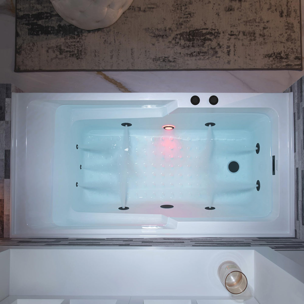 WOODBRIDGE 60" Alcove Acrylic Rectangular Whirlpool Heated Jetted Tub in White with Left Drain, Chrome pop-up Drain Included BS6030L