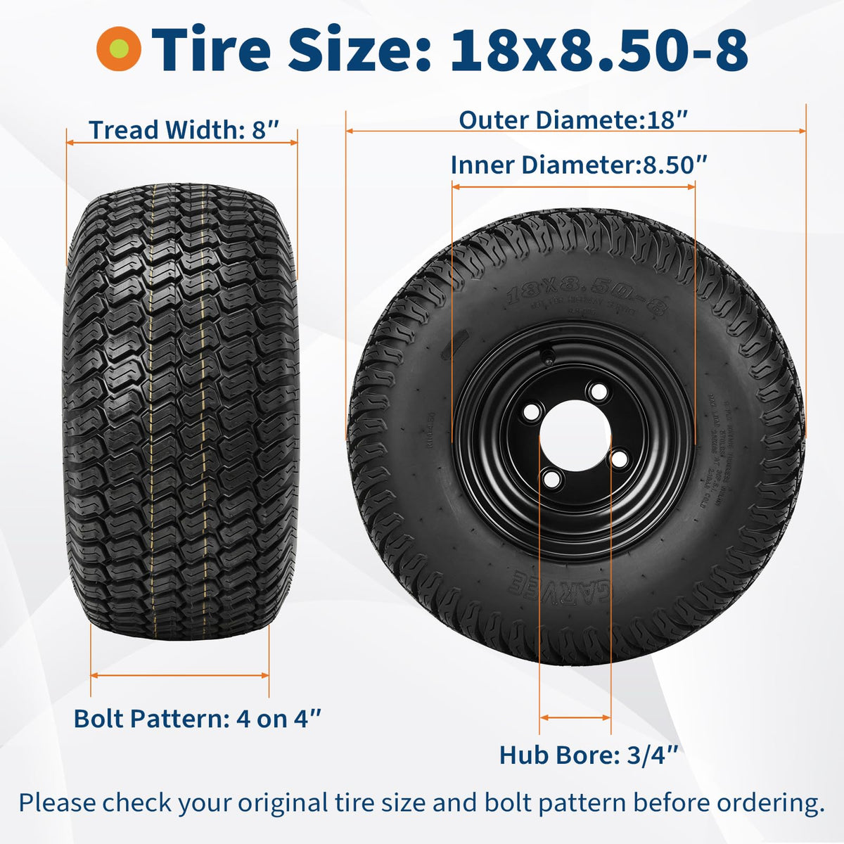 PioneerWorks 2Packs 20x10-8 Lawn Mower Tires and rim