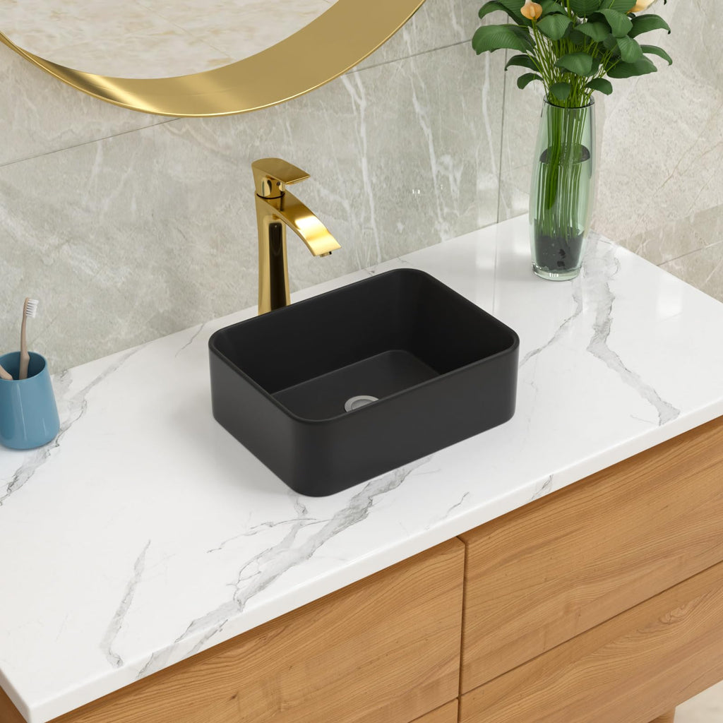 Bathroom Vessel Sink 19"x15" Rectangle Sink Above Counter White Porcelain Ceramic Modern Vanity Sink Art Basin with Faucet Hole