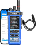 Radtel RT-950 PRO Ham Radio GPS/APRS, 10W Walkie Talkie Long Range Handheld Two Way Radio, SW/MW/LW RX, Bluetooth APP Programming, NOAA, Spectrum Analyzer,Blue(with Programming Cable)