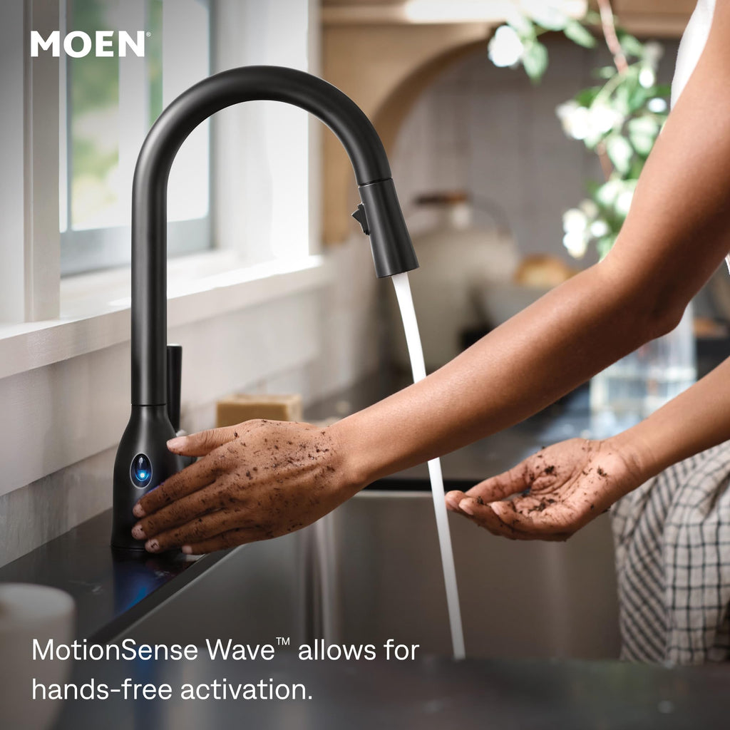 Moen Arbor Spot Resist Stainless One-Handle Pulldown Kitchen Faucet with Sprayer and a Reflex Docking System, Kitchen Sink Faucet Featuring Power Boost for a Faster Clean, 7594SRS