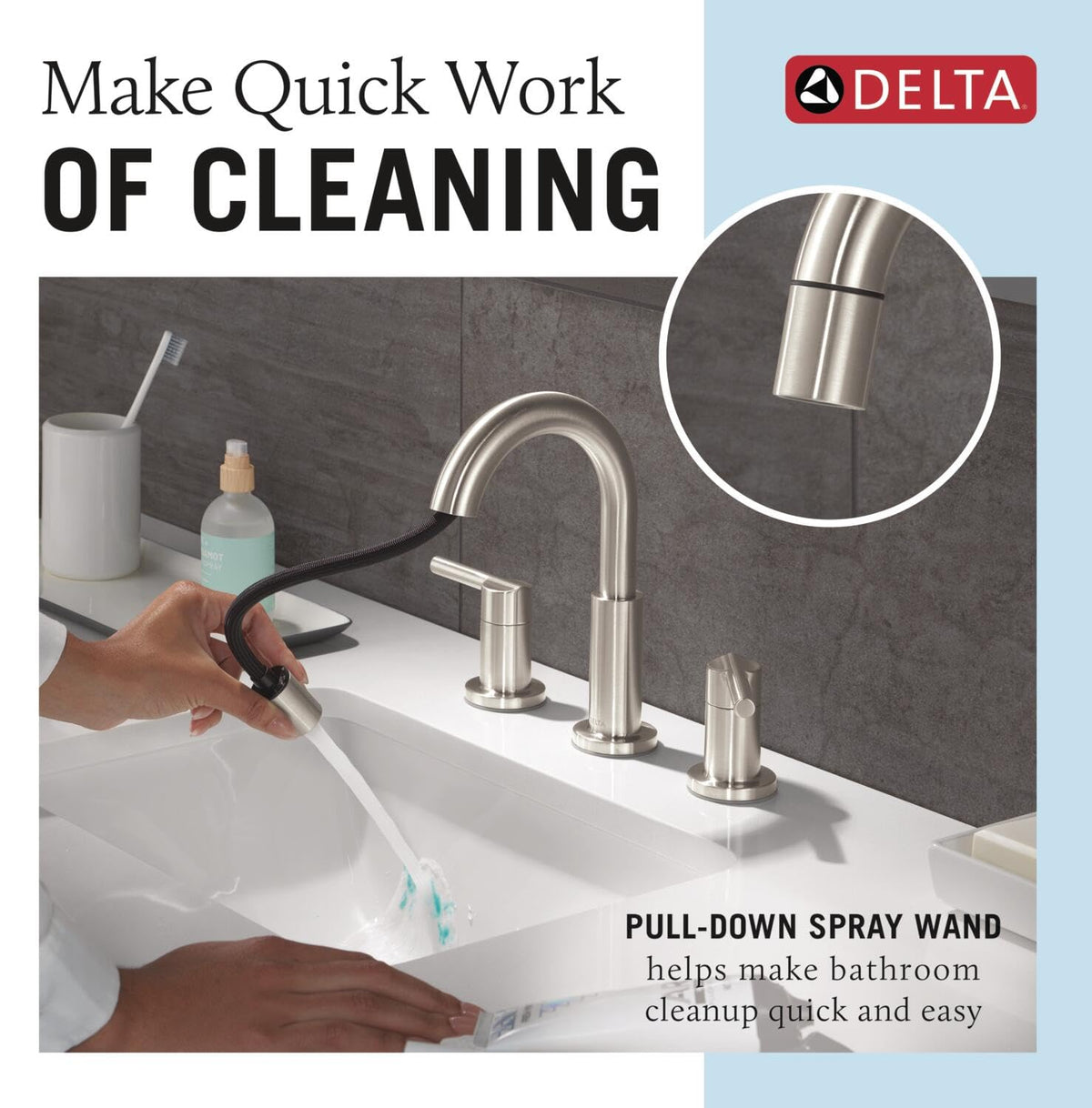 Delta Nicoli Brushed Gold Faucet 3 Hole, 8 Inch Widespread Bathroom Sink Faucet for Vanity, Push-Pop Drain Assembly, Champagne Bronze 35749LF-CZ